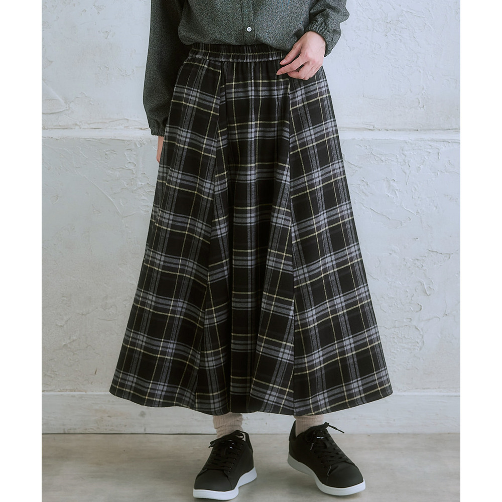 moz(モズ)ネルチェックフレアスカート 大きいサイズ1