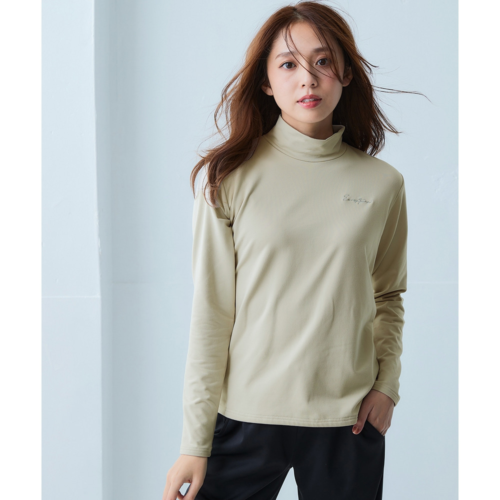 ハイネックピーチ起毛長袖Tシャツ(保温・吸汗速乾・UVカット) 大きいサイズ1