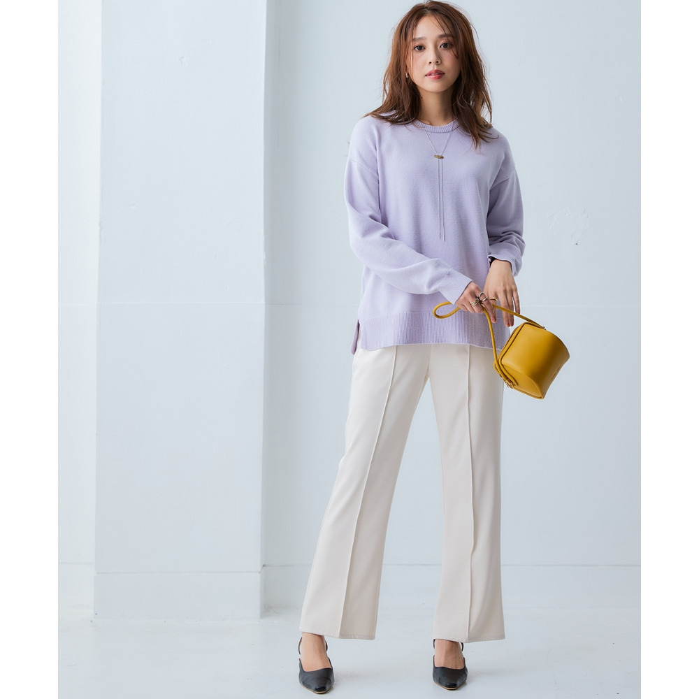 洗えるクルーネックオーバーサイズニット【毛玉になりにくいふんわりもちもち素材】 大きいサイズ10