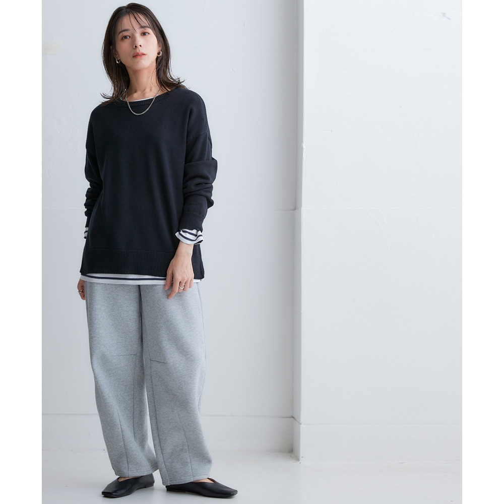 洗えるクルーネックオーバーサイズニット【毛玉になりにくいふんわりもちもち素材】 大きいサイズ12