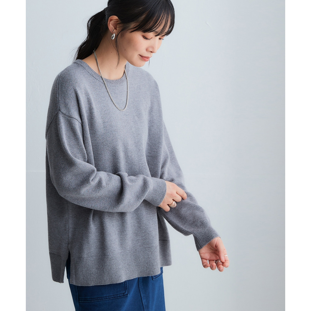 洗えるクルーネックオーバーサイズニット【毛玉になりにくいふんわりもちもち素材】 大きいサイズ15