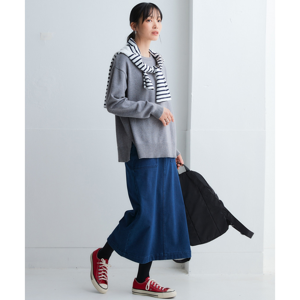 洗えるクルーネックオーバーサイズニット【毛玉になりにくいふんわりもちもち素材】 大きいサイズ16