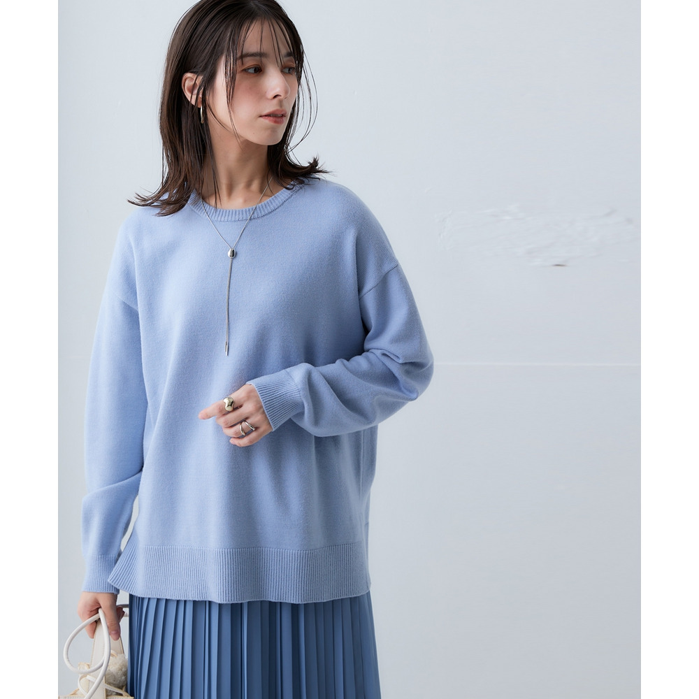 洗えるクルーネックオーバーサイズニット【毛玉になりにくいふんわりもちもち素材】 大きいサイズ17