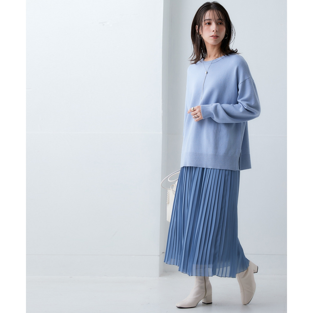 洗えるクルーネックオーバーサイズニット【毛玉になりにくいふんわりもちもち素材】 大きいサイズ18