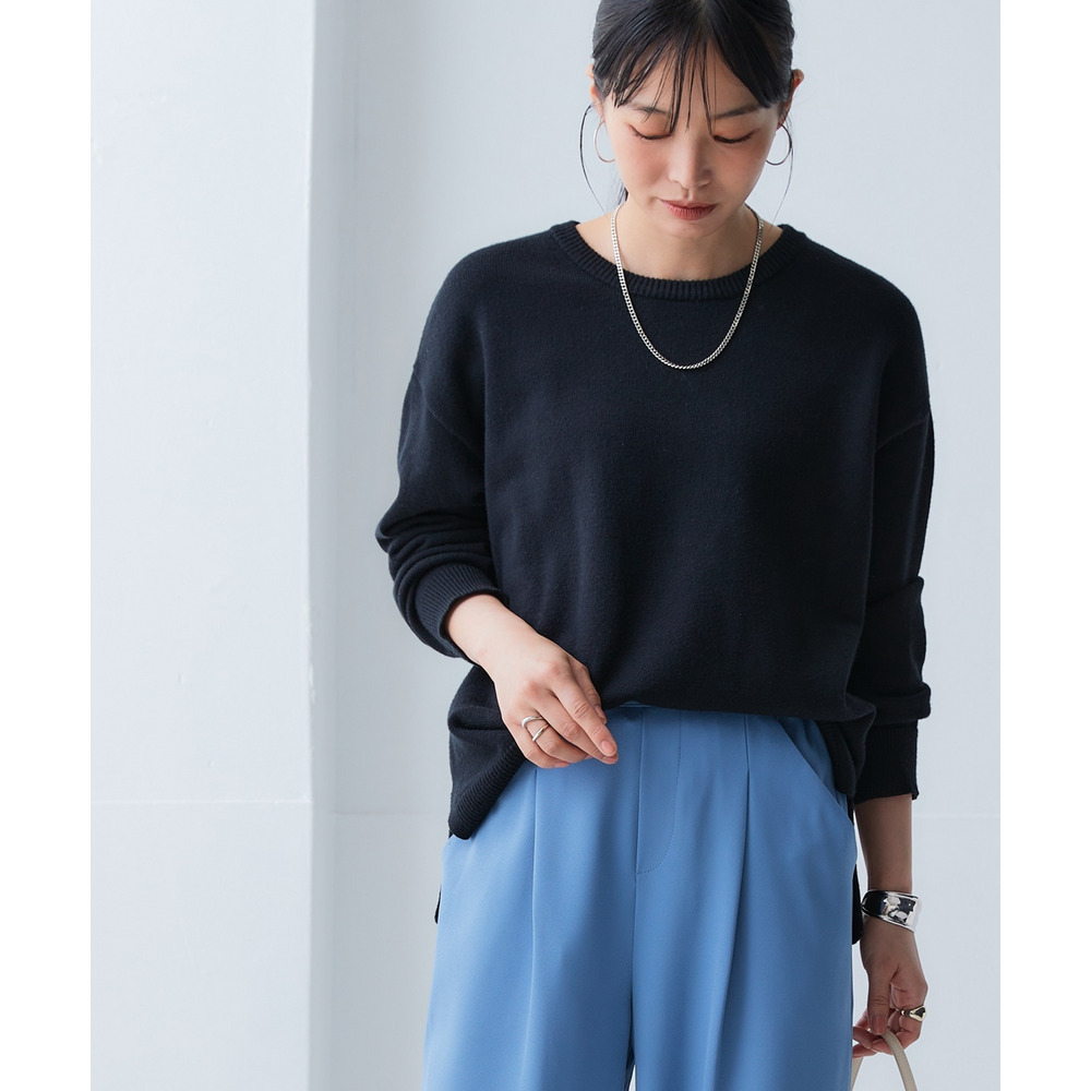 洗えるクルーネックオーバーサイズニット【毛玉になりにくいふんわりもちもち素材】 大きいサイズ19