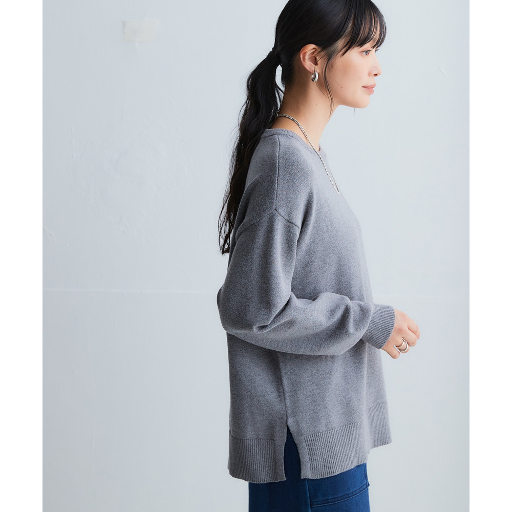 洗えるクルーネックオーバーサイズニット【毛玉になりにくいふんわりもちもち素材】 大きいサイズ21