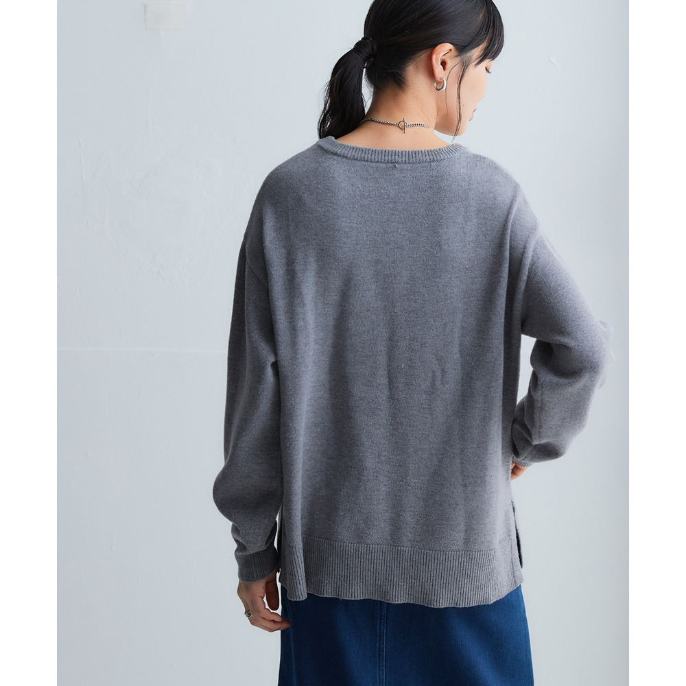 洗えるクルーネックオーバーサイズニット【毛玉になりにくいふんわりもちもち素材】 大きいサイズ22