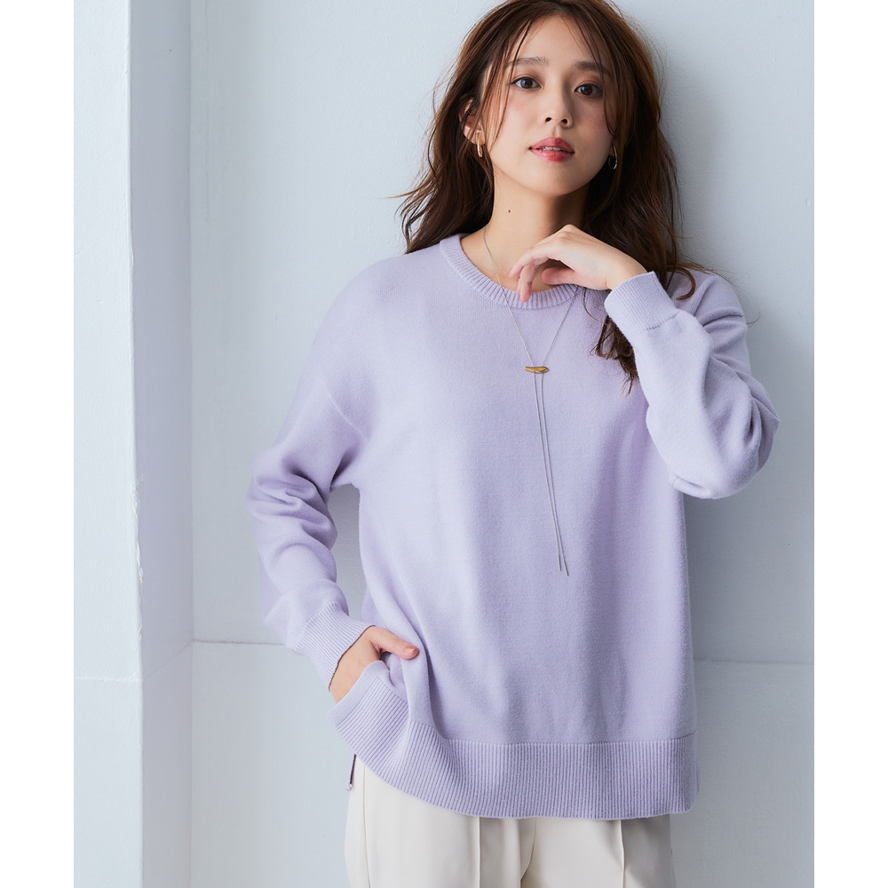 洗えるクルーネックオーバーサイズニット【毛玉になりにくいふんわりもちもち素材】 大きいサイズ9