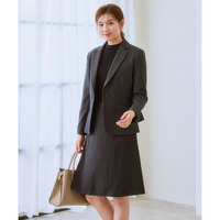 【レディーススーツ】あったか裏地付◎洗えるすごく伸びるウール調テーラードセミフレアスカートスーツ（ストレッチ蓄熱裏地付） 大きいサイズ