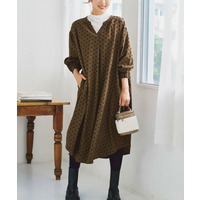 ゆるシルエットフロッキードットワンピース 大きいサイズ