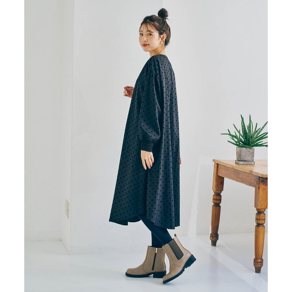 ゆるシルエットフロッキードットワンピース 大きいサイズ11