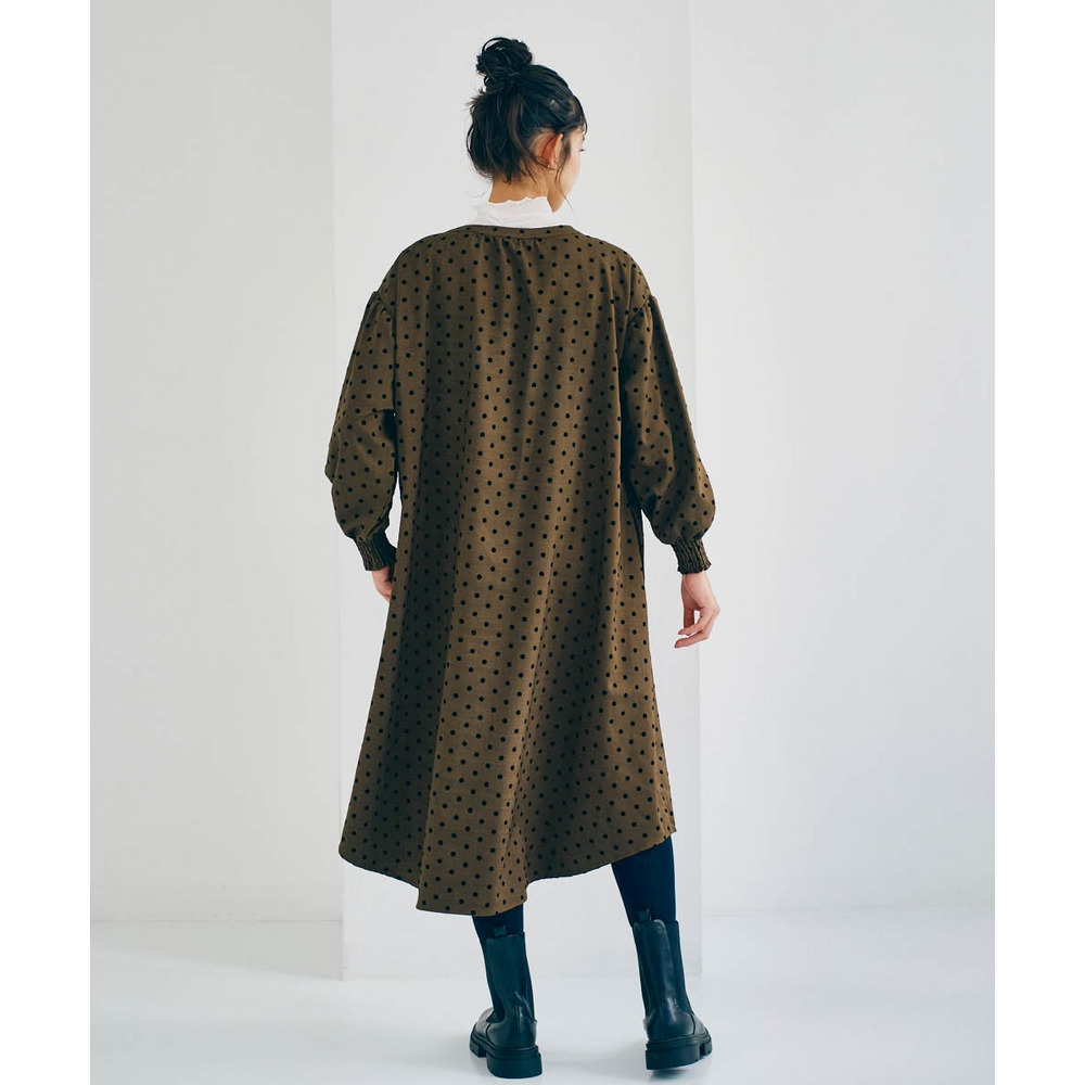 ゆるシルエットフロッキードットワンピース 大きいサイズ14