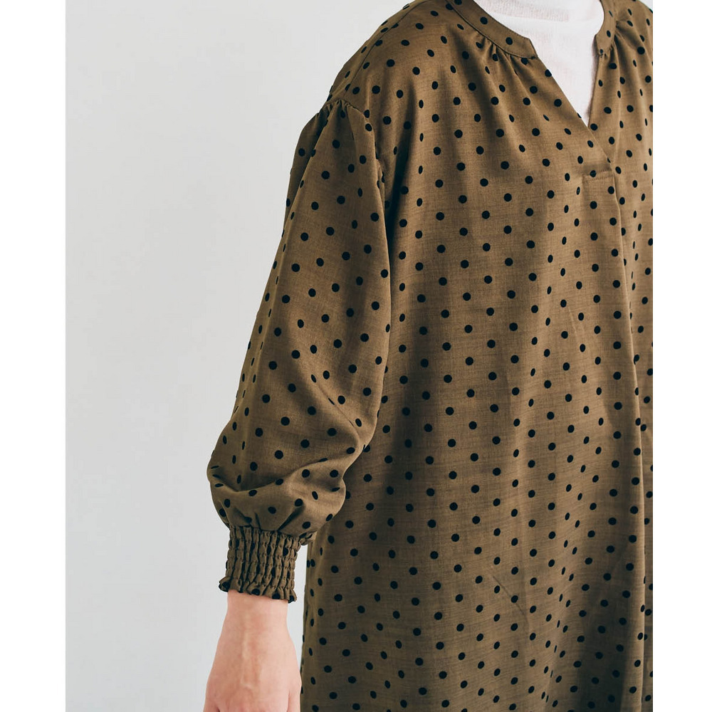 ゆるシルエットフロッキードットワンピース 大きいサイズ16