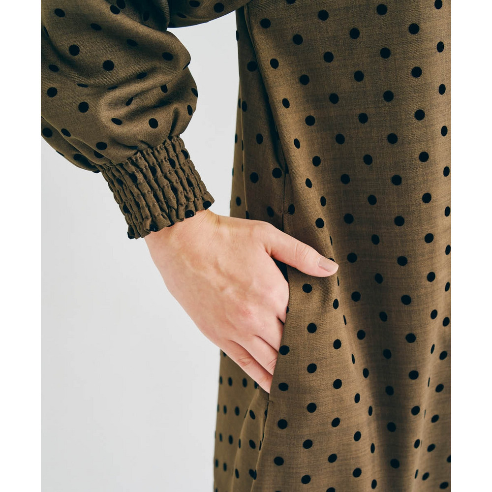 ゆるシルエットフロッキードットワンピース 大きいサイズ18