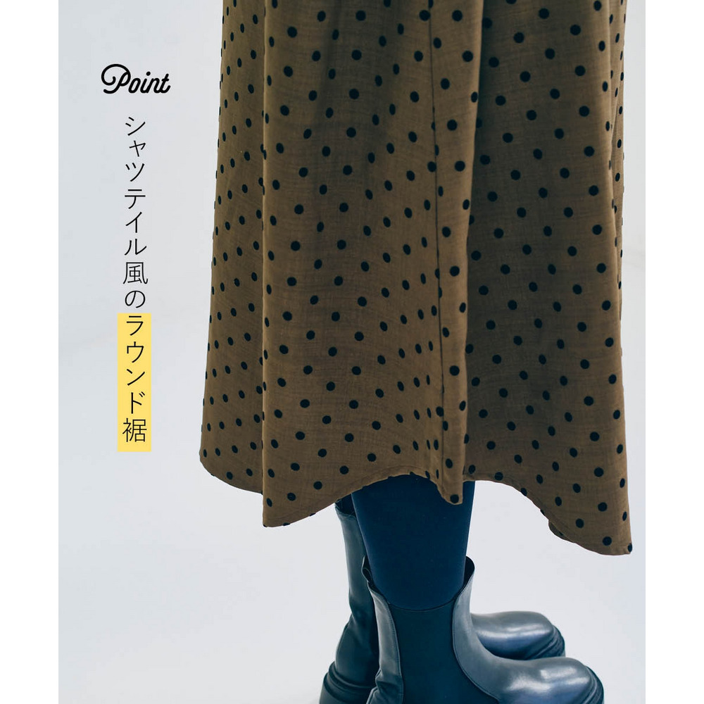 ゆるシルエットフロッキードットワンピース 大きいサイズ7