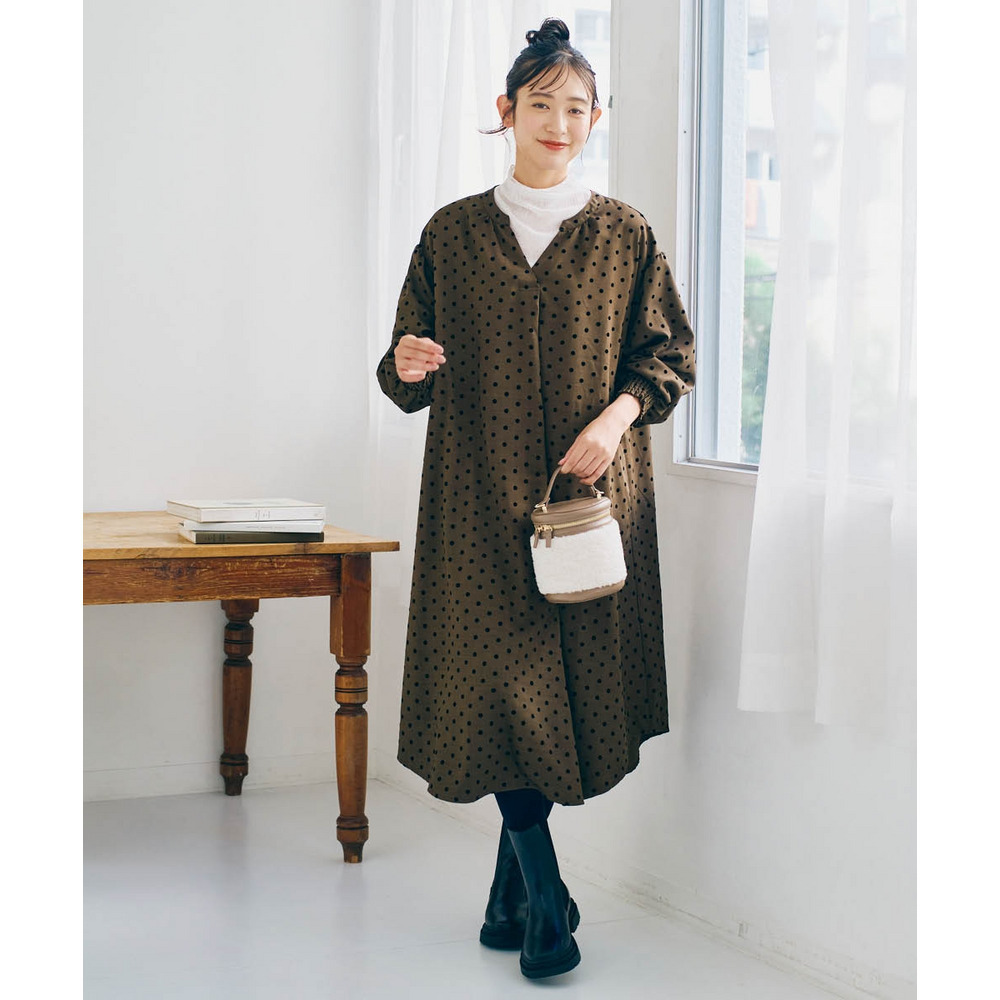 ゆるシルエットフロッキードットワンピース 大きいサイズ9