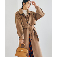 ロングデザインコート(共布ベルト付)　大きいサイズ