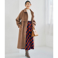 ロングデザインコート(共布ベルト付) 大きいサイズ