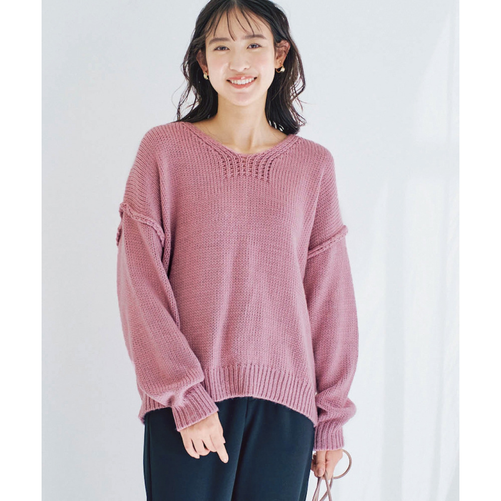 ゆるシルエットニットプルオーバー 大きいサイズ1