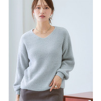 ふんわりやわらかVネック軽量ニット 大きいサイズ