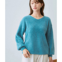 ふんわりやわらかVネック軽量ニット 大きいサイズ