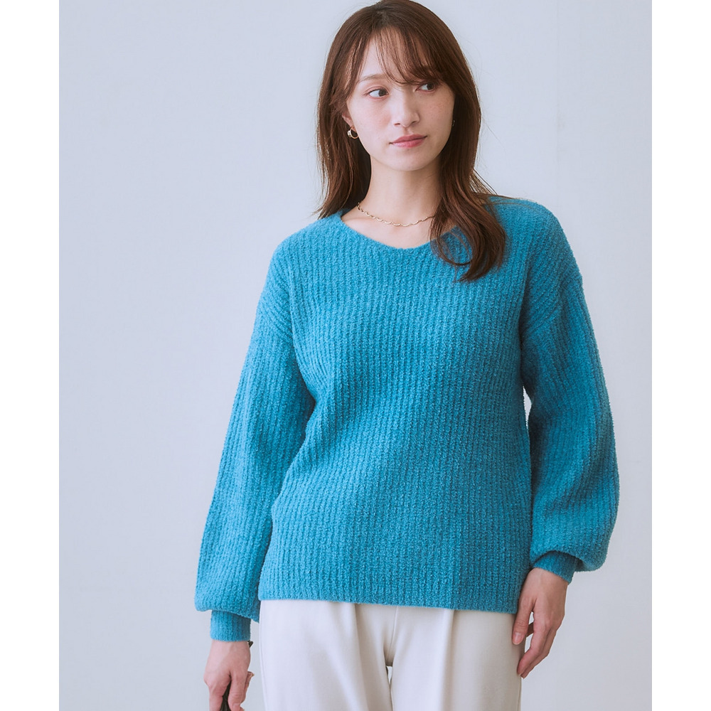 ふんわりやわらかVネック軽量ニット 大きいサイズ10