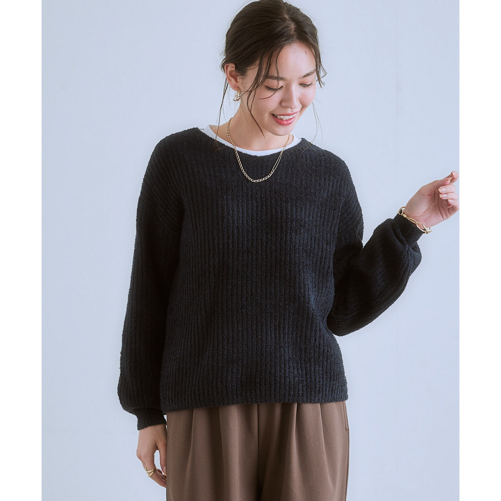 ふんわりやわらかVネック軽量ニット 大きいサイズ14