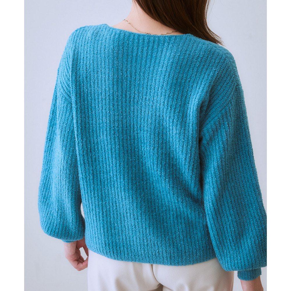 ふんわりやわらかVネック軽量ニット 大きいサイズ16