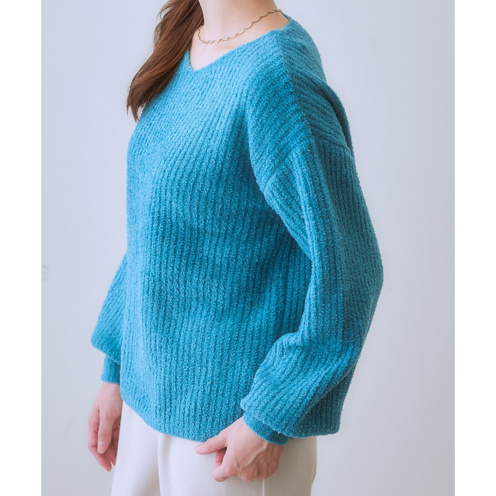 ふんわりやわらかVネック軽量ニット 大きいサイズ17