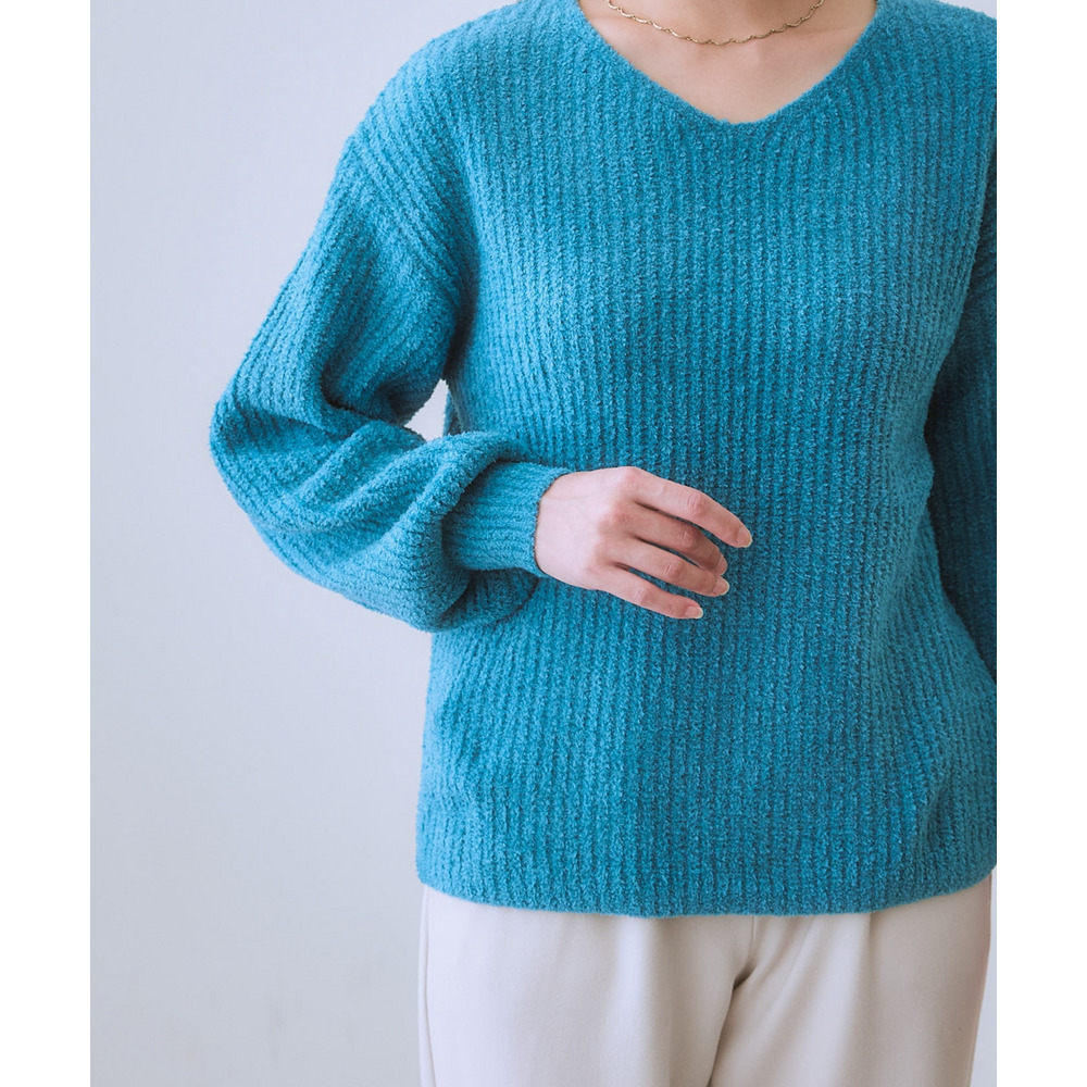 ふんわりやわらかVネック軽量ニット 大きいサイズ19