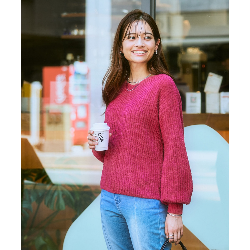 ふんわりやわらかVネック軽量ニット 大きいサイズ8