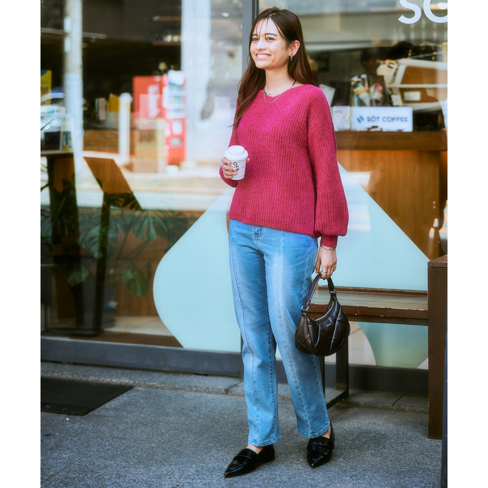 ふんわりやわらかVネック軽量ニット 大きいサイズ9