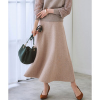 【ふんわりモチモチ素材】ミディー丈ニットフレアスカート 大きいサイズ