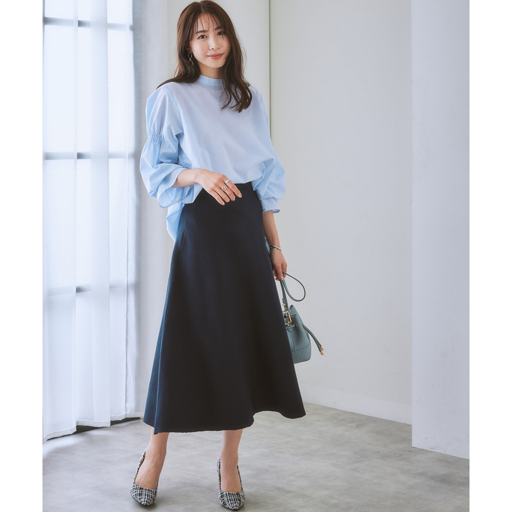 【ふんわりモチモチ素材】ミディー丈ニットフレアスカート 大きいサイズ11