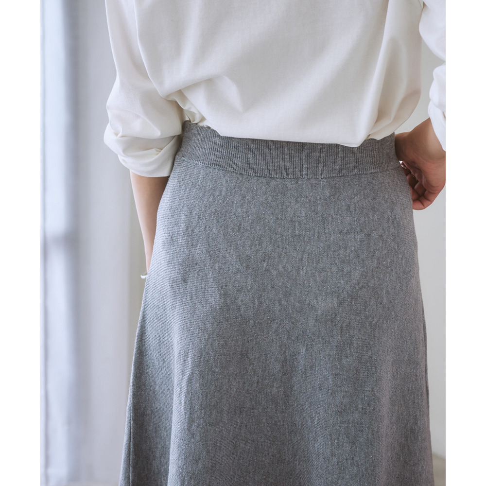 【ふんわりモチモチ素材】ミディー丈ニットフレアスカート 大きいサイズ15