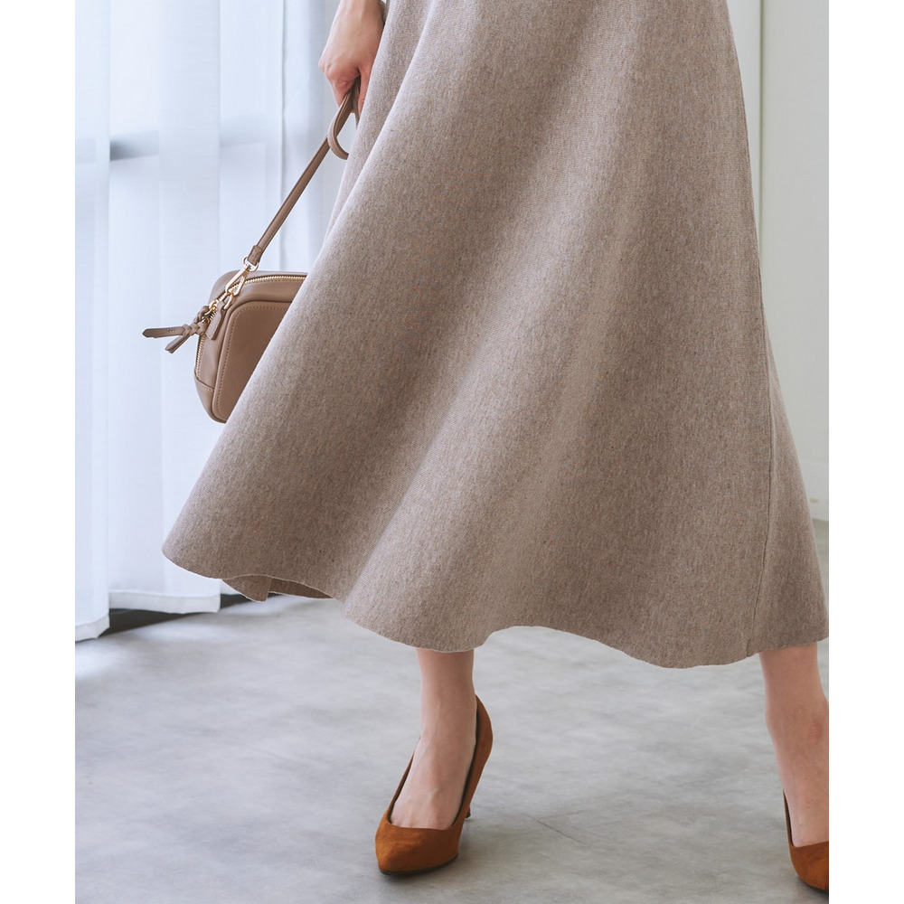 【ふんわりモチモチ素材】ミディー丈ニットフレアスカート 大きいサイズ17