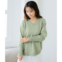 洗える裾ラウンドＶネックニット　大きいサイズ
