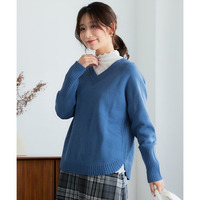 洗える裾ラウンドＶネックニット　大きいサイズ