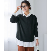 洗える裾ラウンドＶネックニット　大きいサイズ