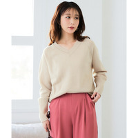 洗える裾ラウンドＶネックニット　大きいサイズ