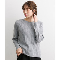 ミニケーブル柄クルーネックニットプルオーバー　大きいサイズ