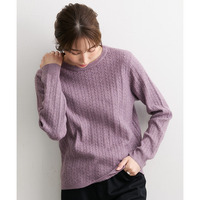 ミニケーブル柄クルーネックニットプルオーバー　大きいサイズ