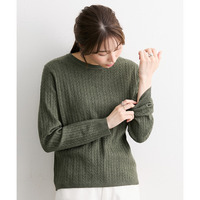 ミニケーブル柄クルーネックニットプルオーバー　大きいサイズ