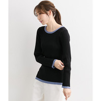 配色リブニットプルオーバー　大きいサイズ