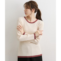 配色リブニットプルオーバー　大きいサイズ