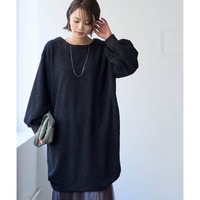 洗えるぬくぬくカットソーボアコクーンチュニック　大きいサイズ