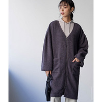 洗えるぬくぬくカットソーボアバルーンスリーブゆるシルエットコーディガン　大きいサイズ