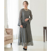 【結婚式・パーティードレス】花柄総レースフレアワンピースドレス 大きいサイズ