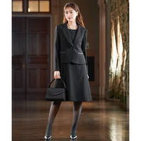 【喪服・礼服】洗える防しわストレッチテーラードアンサンブル（ジャケット＋レース使い前開きワンピース）（オールシーズン対応） 大きいサイズ