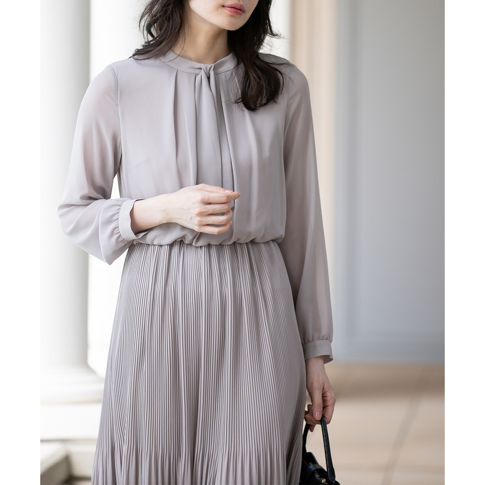 【入学式・卒業式・フォーマル】ダブルクロスノーカラージャケット+シフォンジョーゼットプリーツワンピースアンサンブル 大きいサイズ12